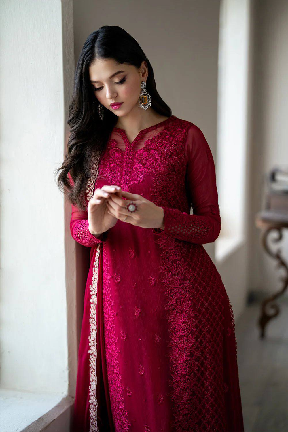 Azure - Semi Pure Chiffon Embroidered Suit