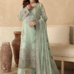 Semi Pure Embroidered Chiffon Suit