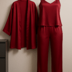 3-Piece Premium Satin Sleepwear Set – Camisole, Pants & Robe