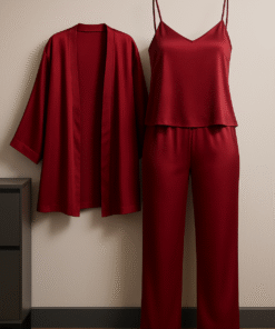 3-Piece Premium Satin Sleepwear Set – Camisole, Pants & Robe
