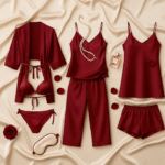 7-Piece Satin Sleepwear & Lingerie Set – Luxury Nightwear Collection