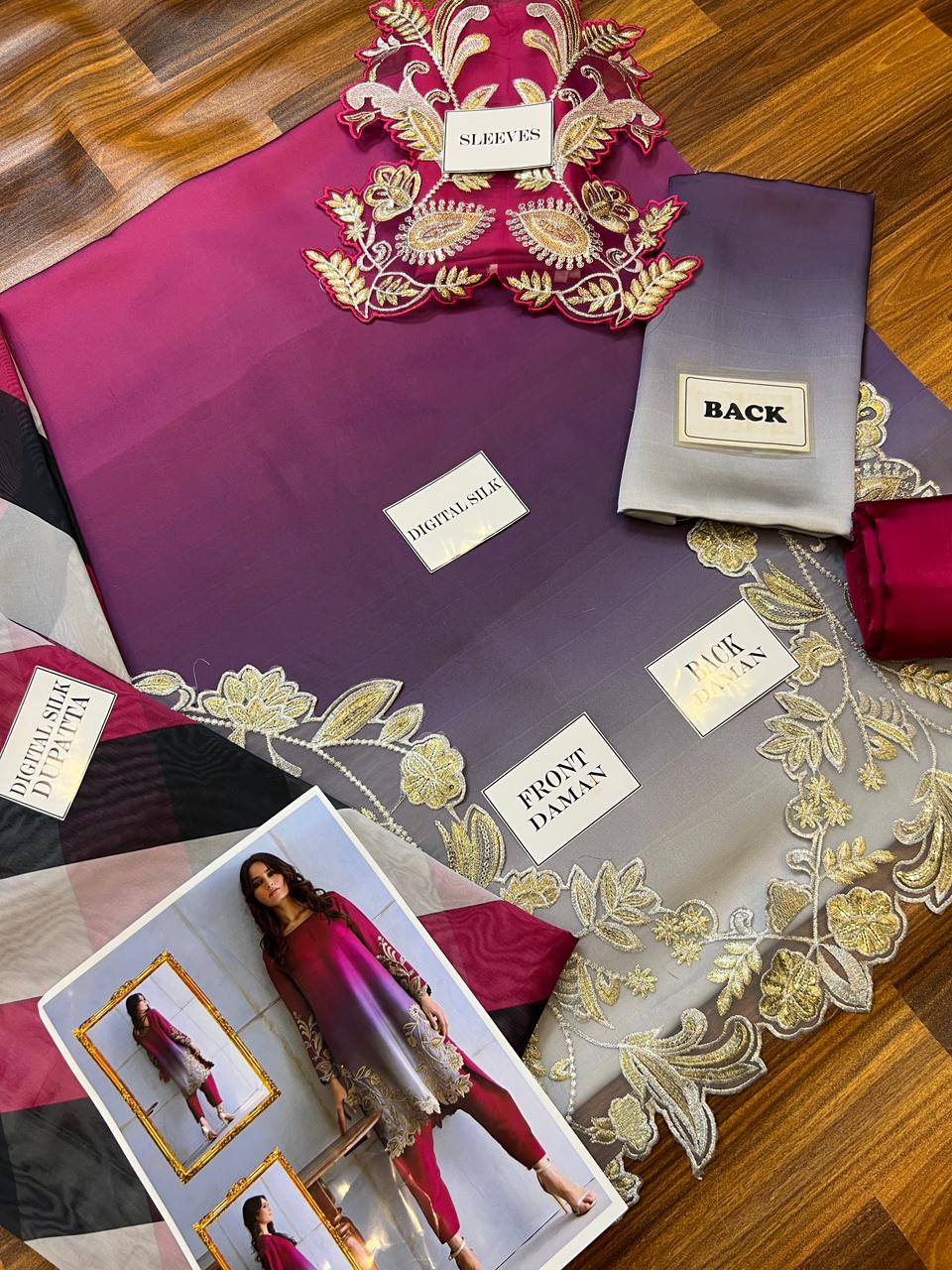 Pure Shamooz Suit - 3 Blending Colours (Pink) - Image 4