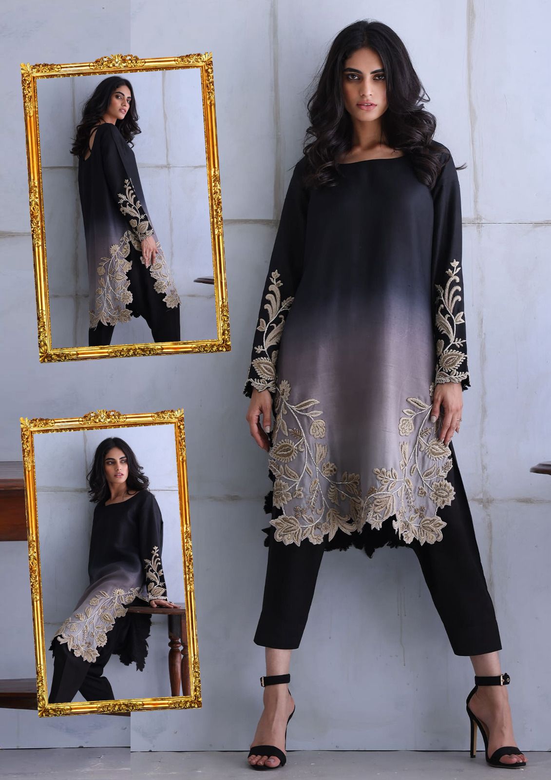 Pure Shamooz Suit - 3 Blending Colours (Black)