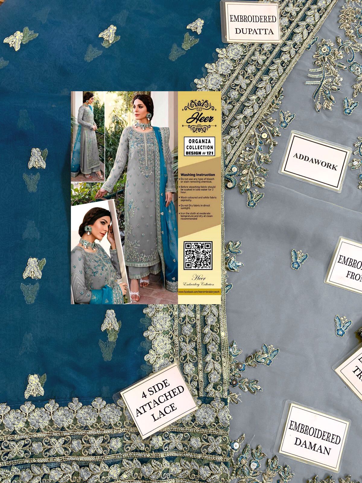 Heer's - Embroidered Organza Suit - Image 3