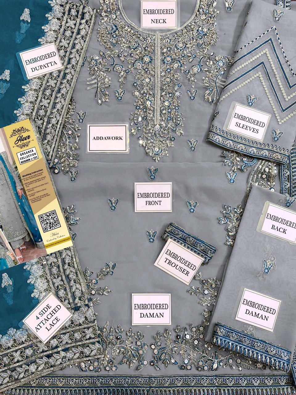 Heer's - Embroidered Organza Suit - Image 4