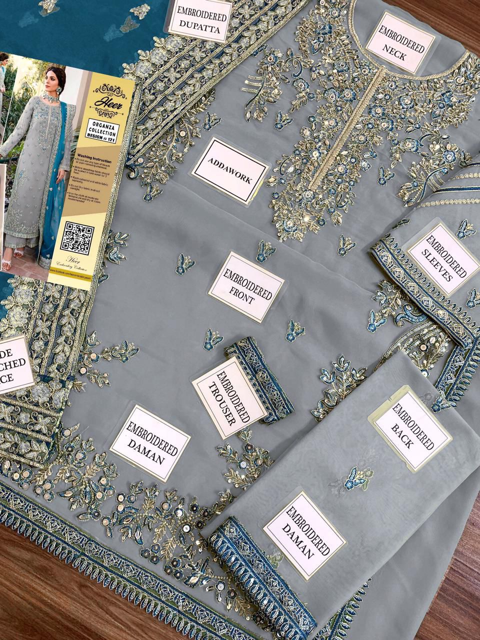 Heer's - Embroidered Organza Suit - Image 6