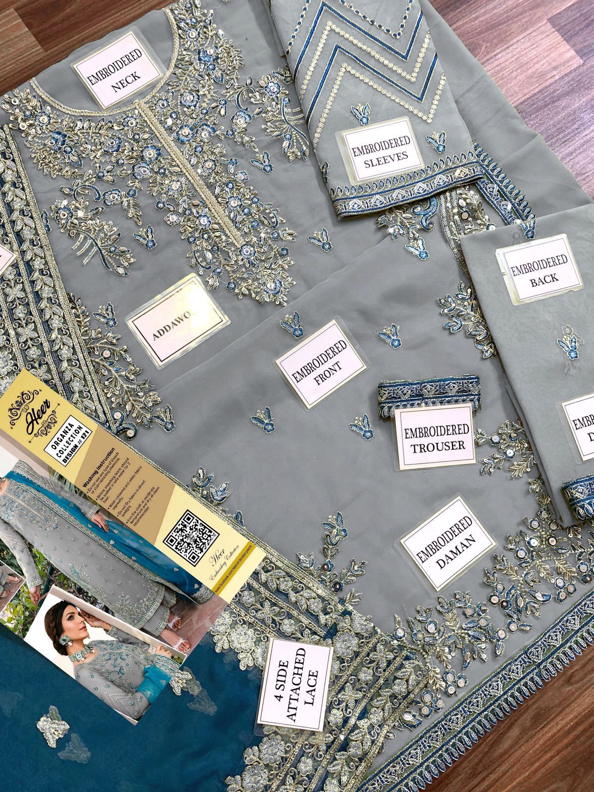 Heer's - Embroidered Organza Suit - Image 7