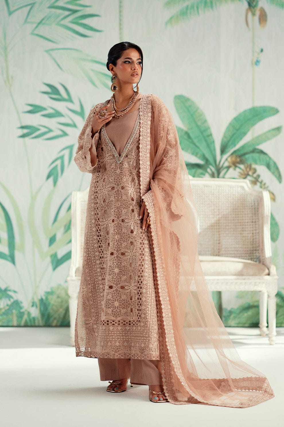 Embroidered Organza Suit