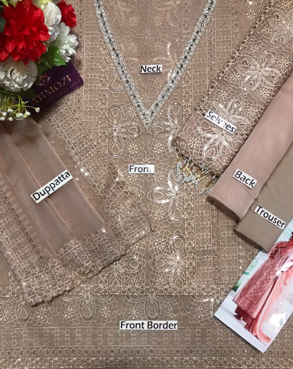 Embroidered Organza Suit - Image 8