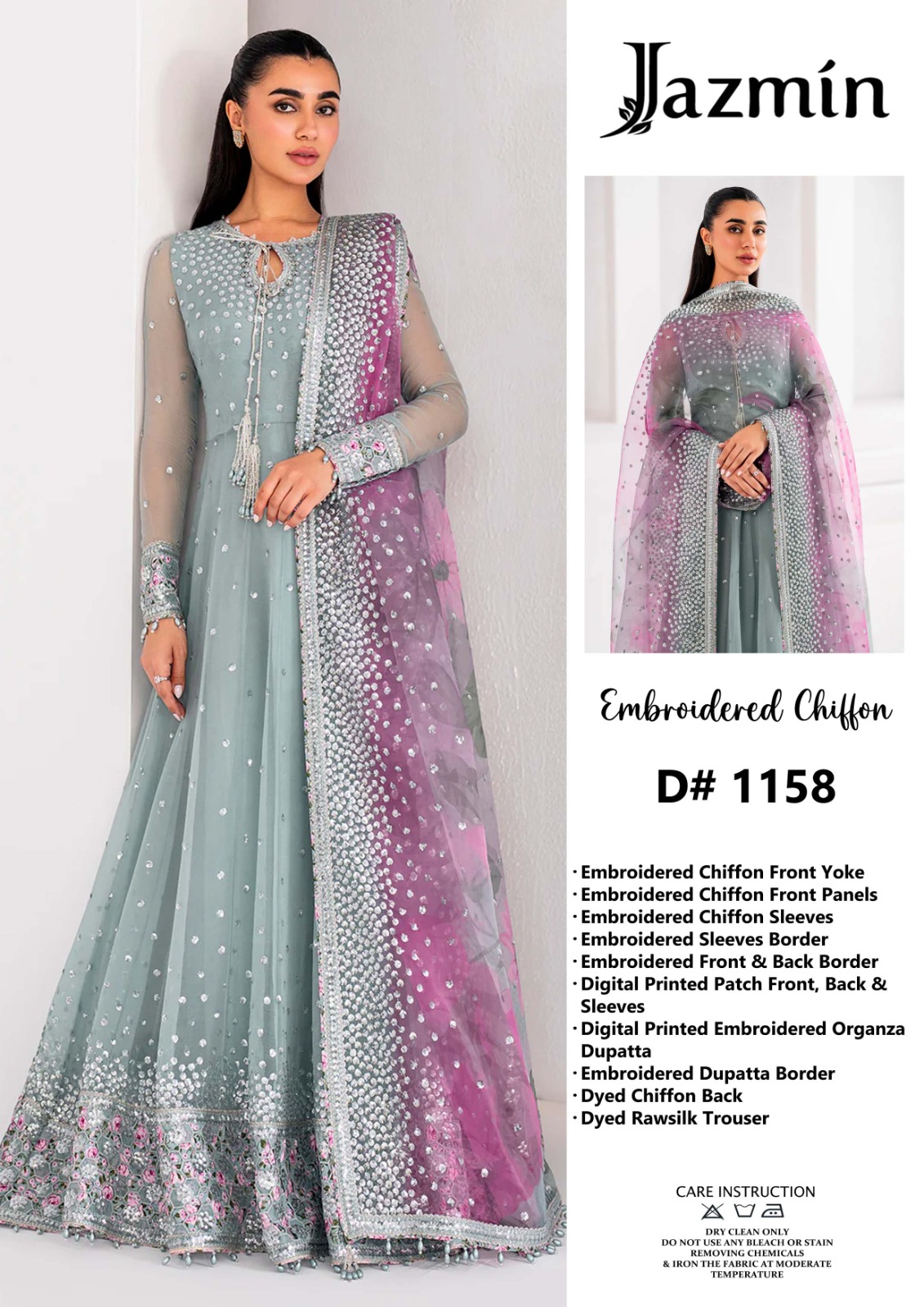 Jazmine - Embroidered Chiffon Maxi