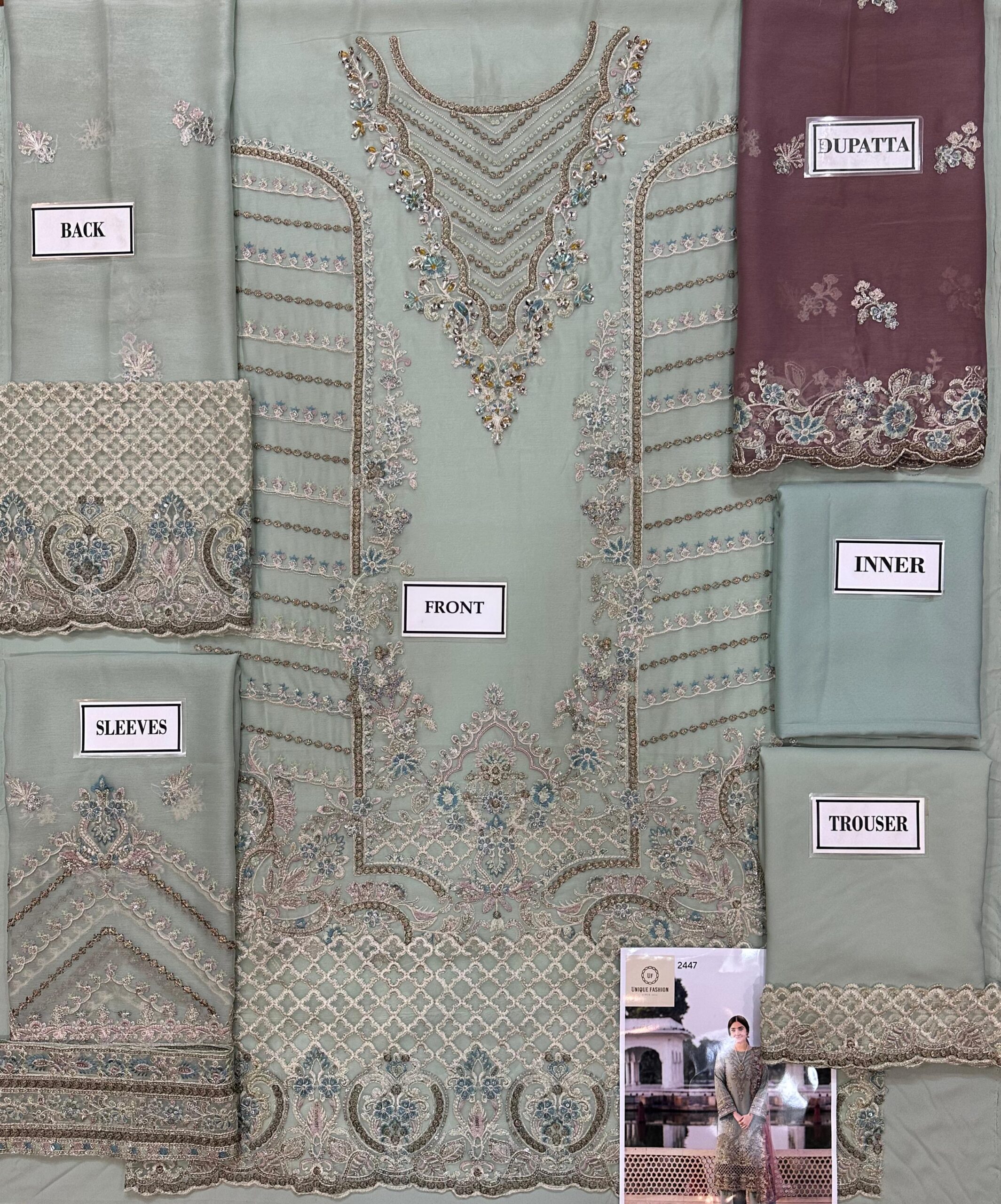 Imrozia - Semi Pure Embroidered Chiffon Suit - Image 4