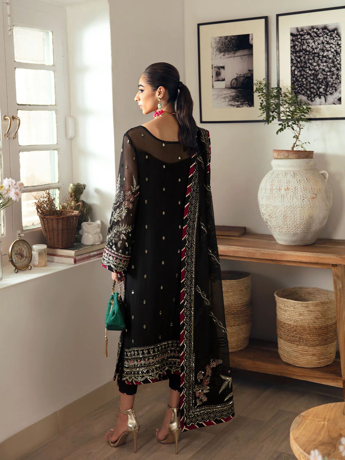 Gulaal - Embroidered & Sequinned Chiffon Suit - Image 4