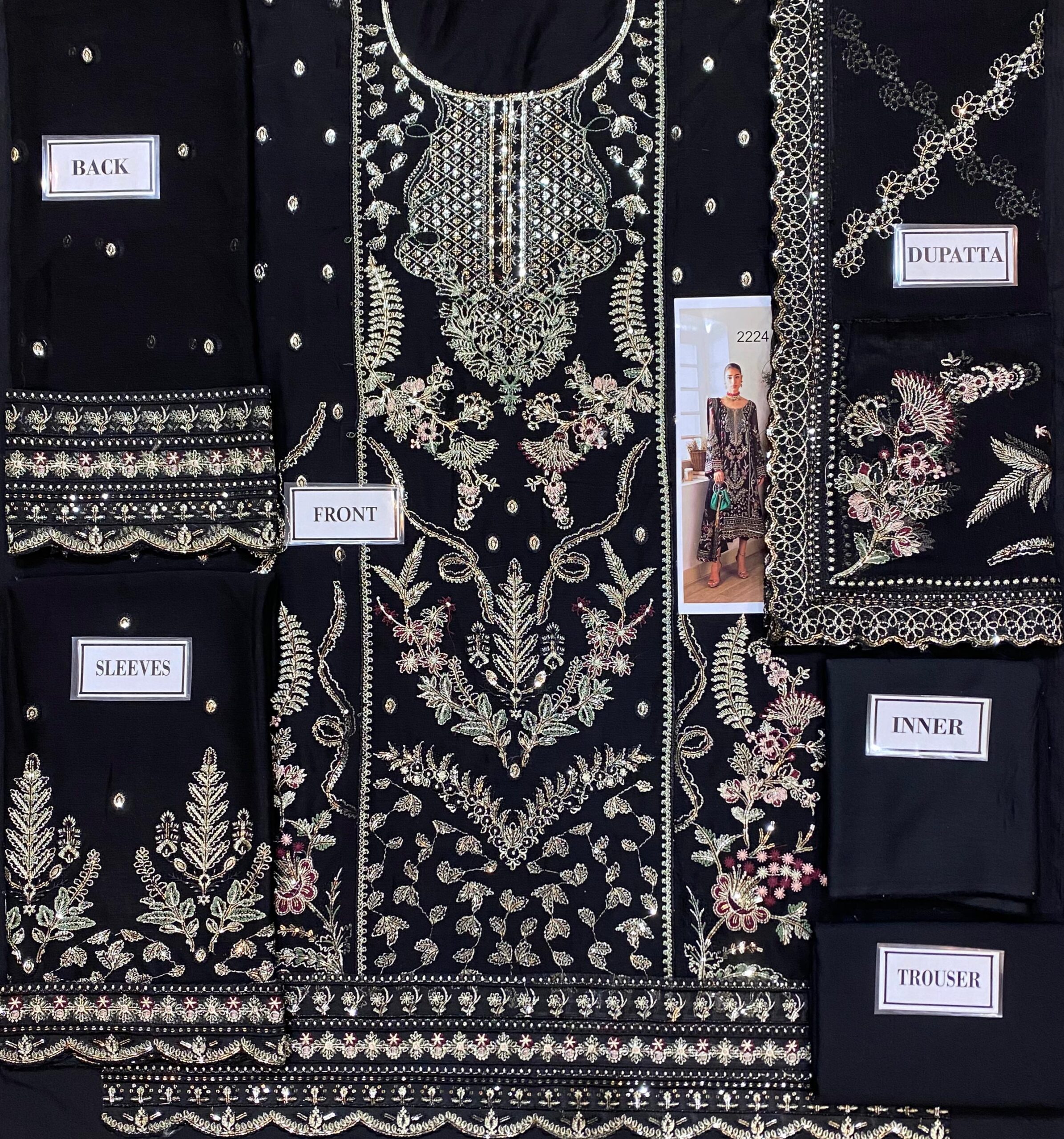 Gulaal - Embroidered & Sequinned Chiffon Suit - Image 5