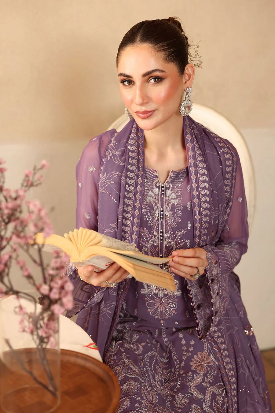 Ramsha - Semi Pure Embroidered Chiffon Suit - Image 3