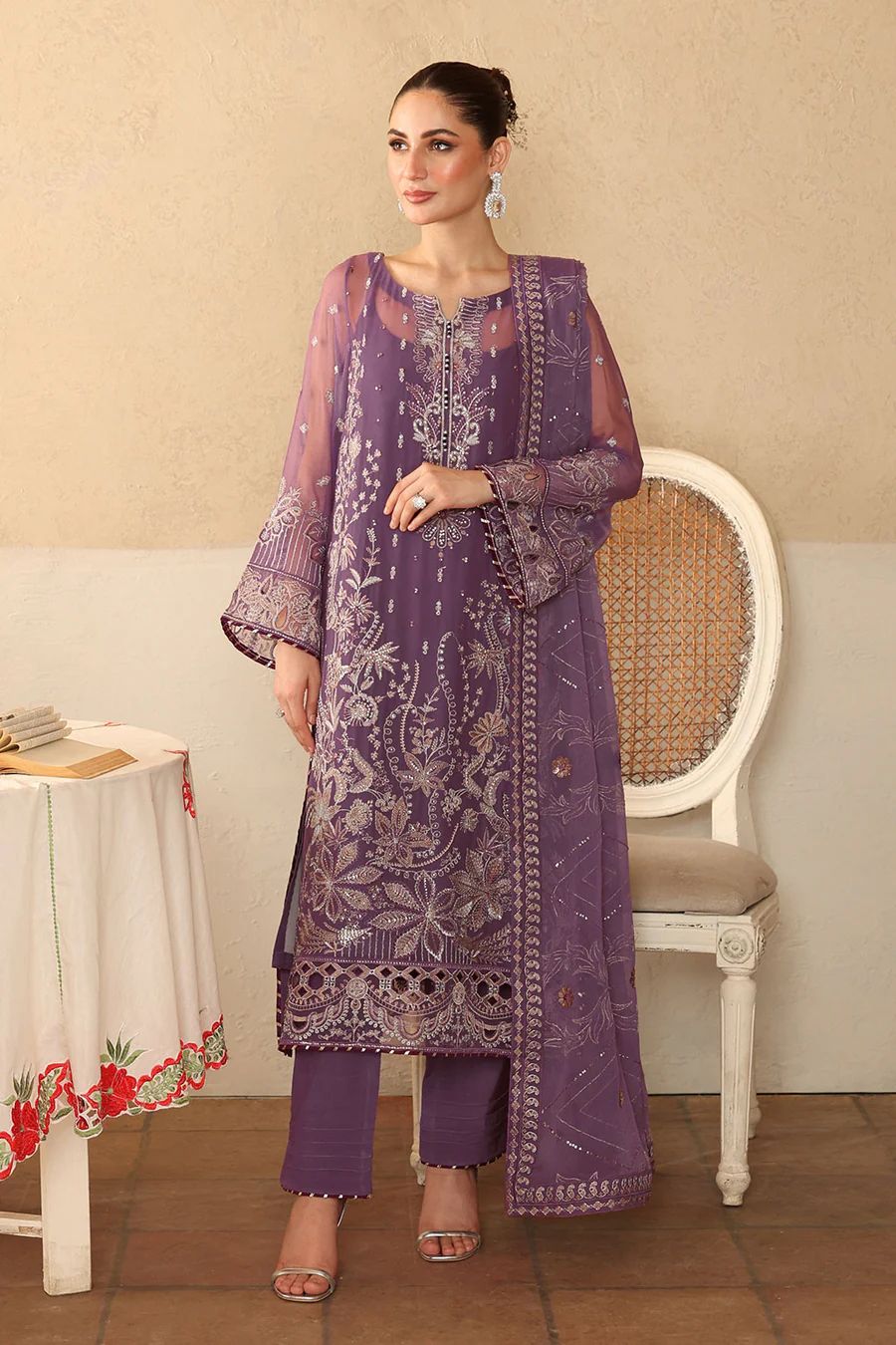 Ramsha - Semi Pure Embroidered Chiffon Suit