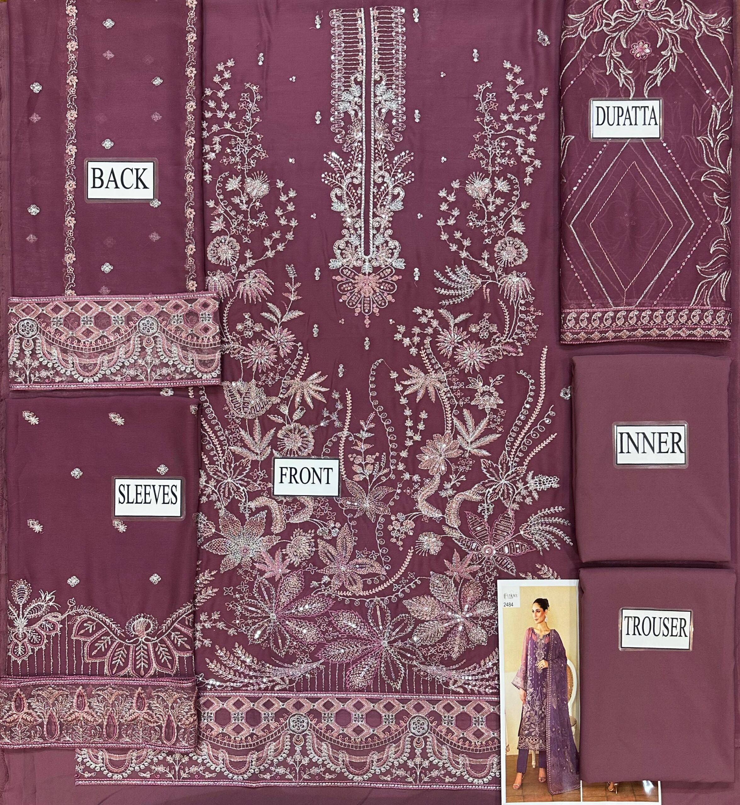 Ramsha - Semi Pure Embroidered Chiffon Suit - Image 9