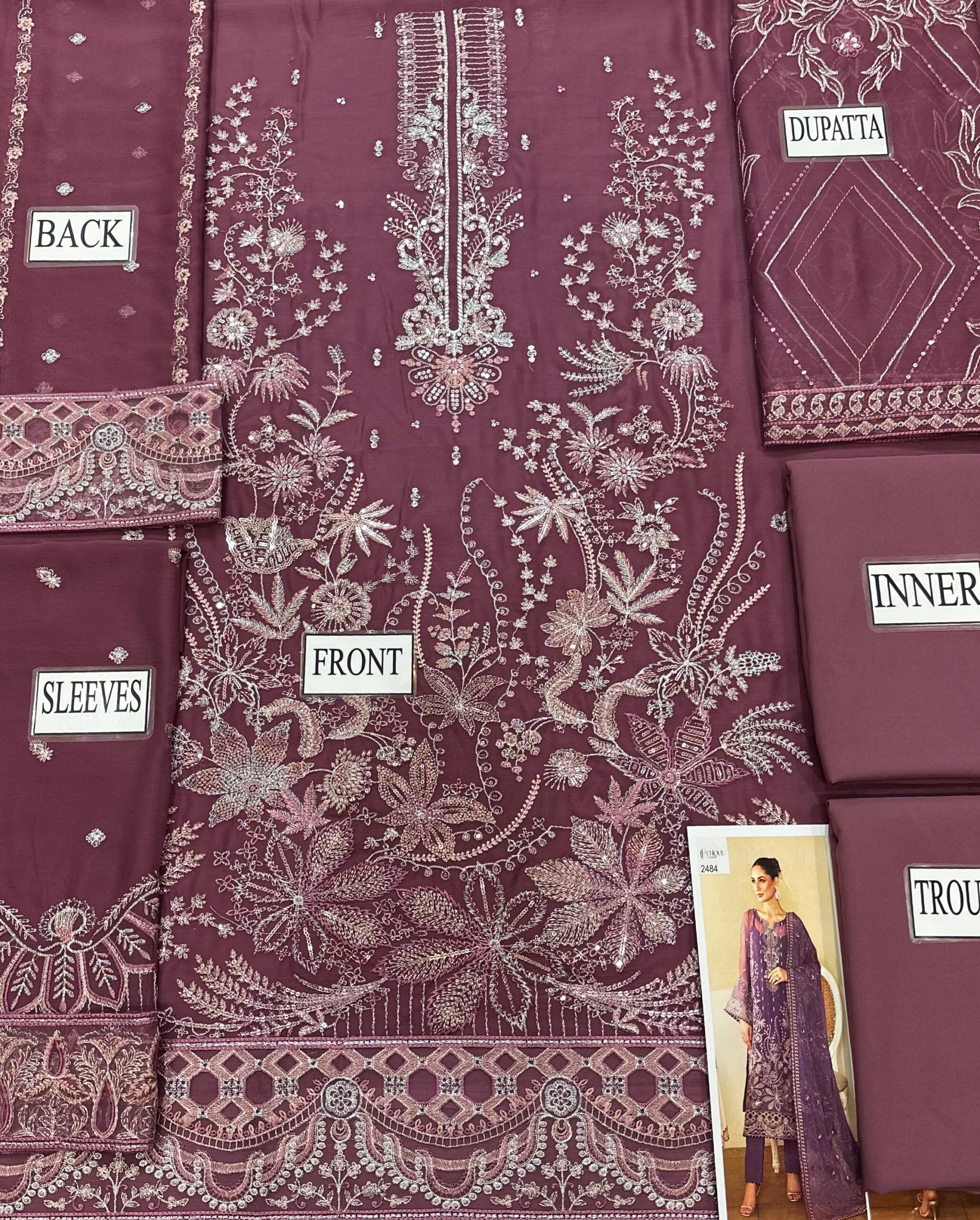 Ramsha - Semi Pure Embroidered Chiffon Suit - Image 5