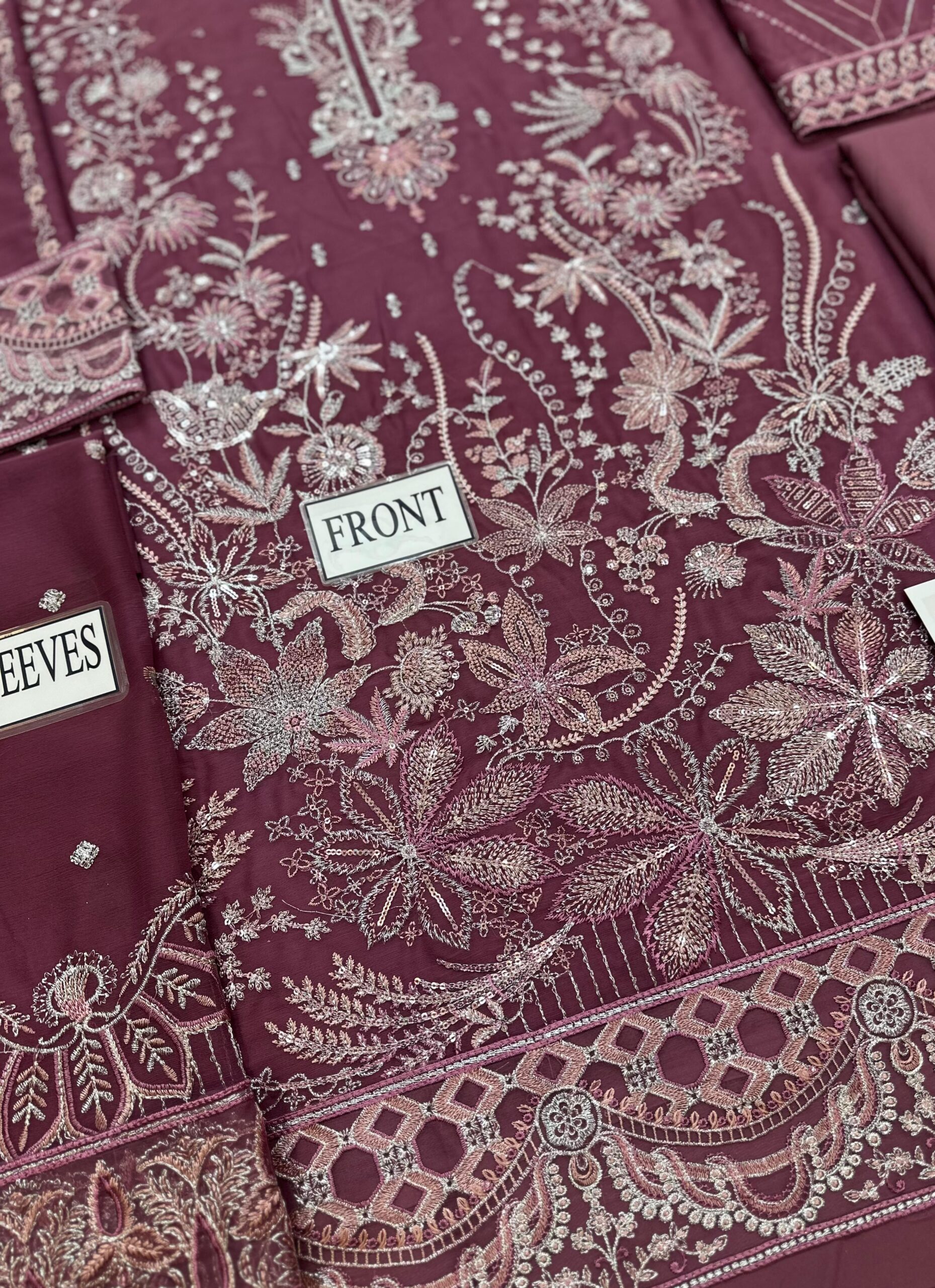 Ramsha - Semi Pure Embroidered Chiffon Suit - Image 6