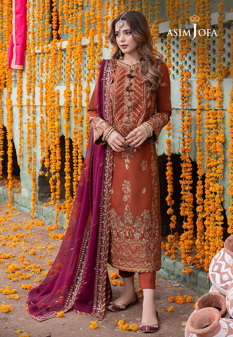 Asim Jofa - Embroidered & Sequinned Chiffon Suit