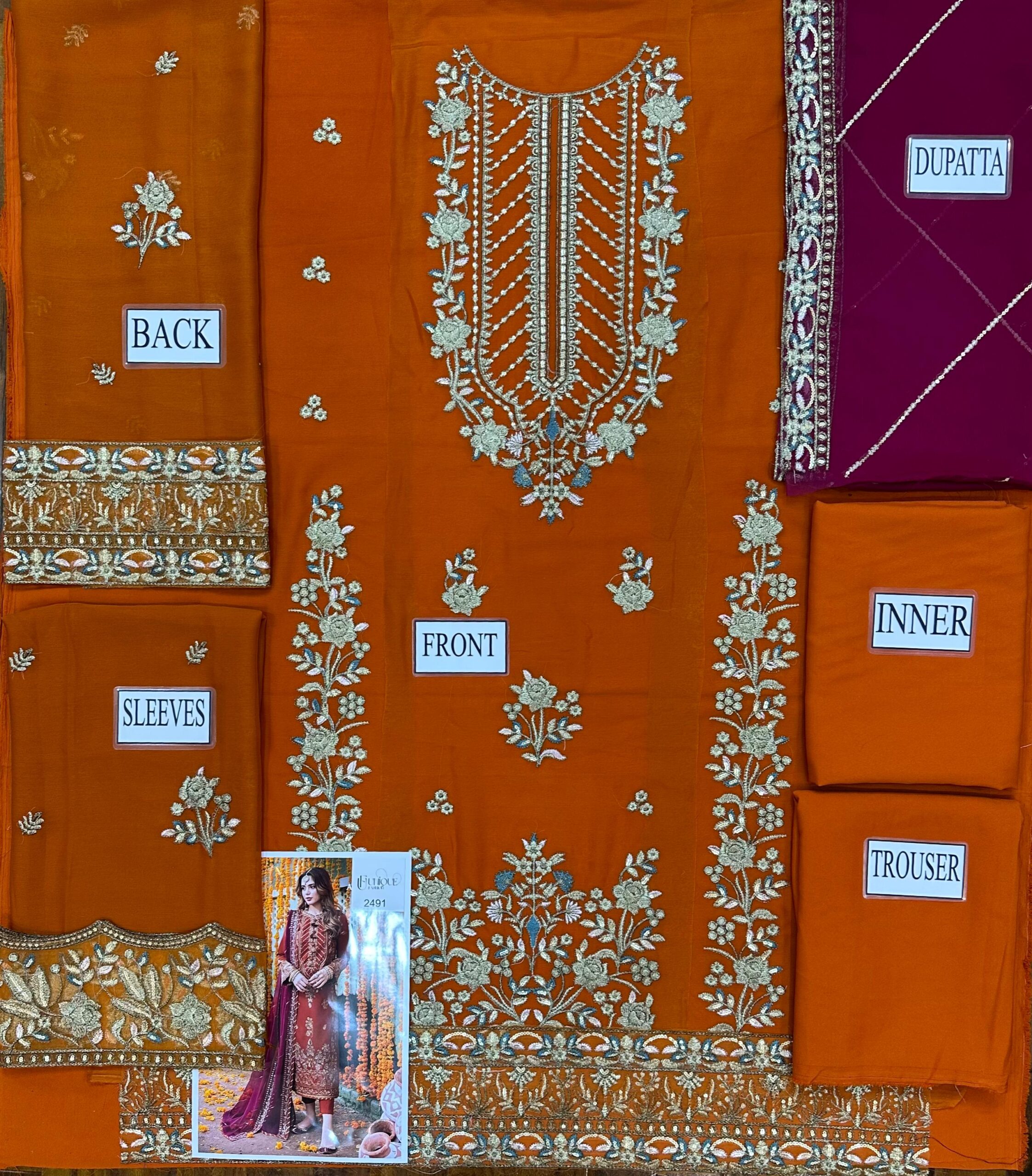 Asim Jofa - Embroidered & Sequinned Chiffon Suit - Image 9