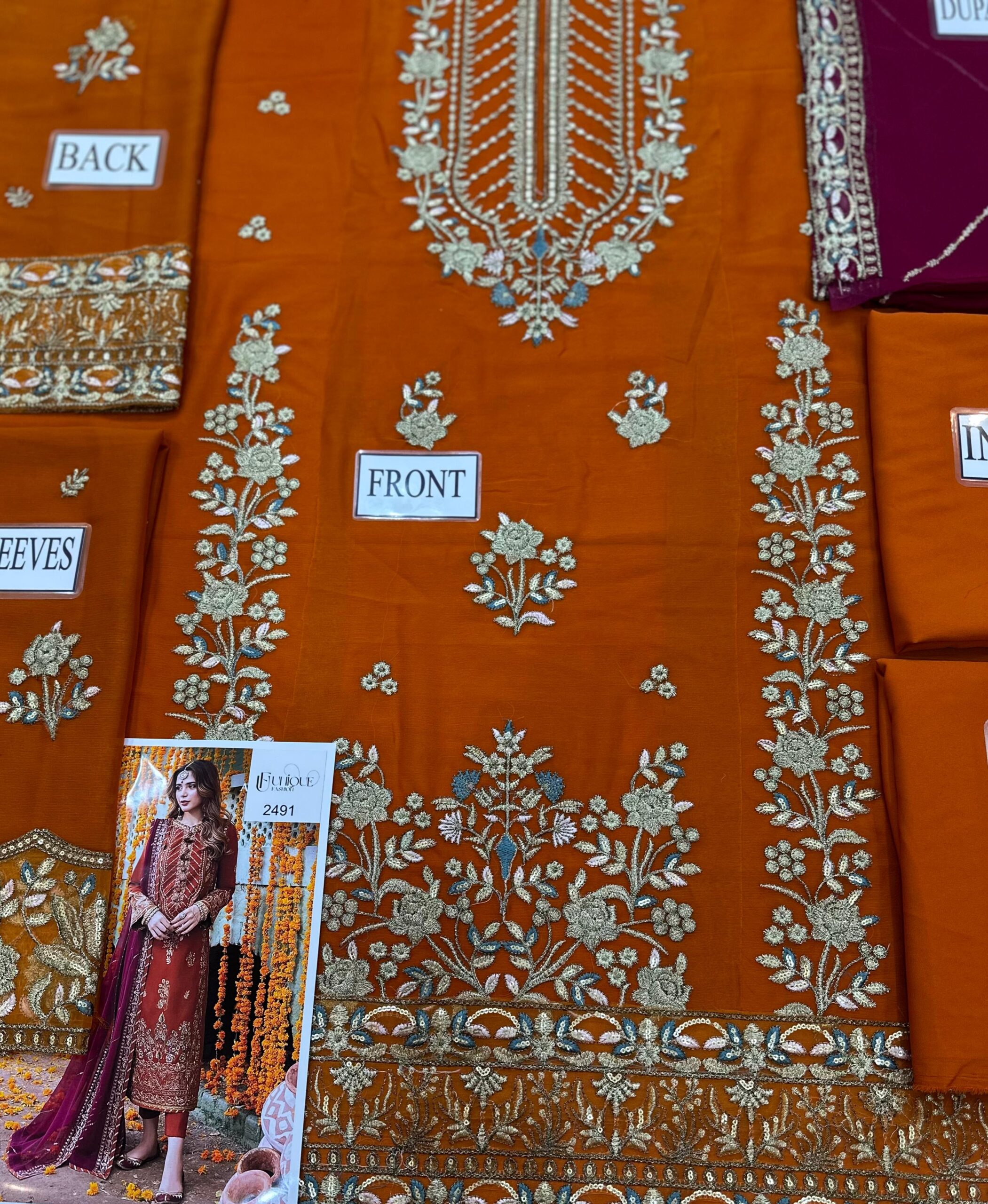 Asim Jofa - Embroidered & Sequinned Chiffon Suit - Image 5