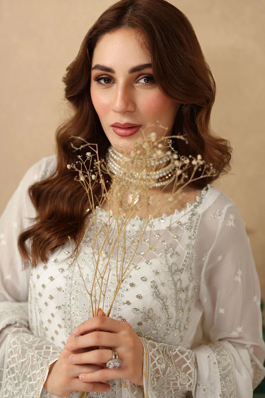 Ramsha - Semi Pure Embroidered Chiffon Suit - Image 5