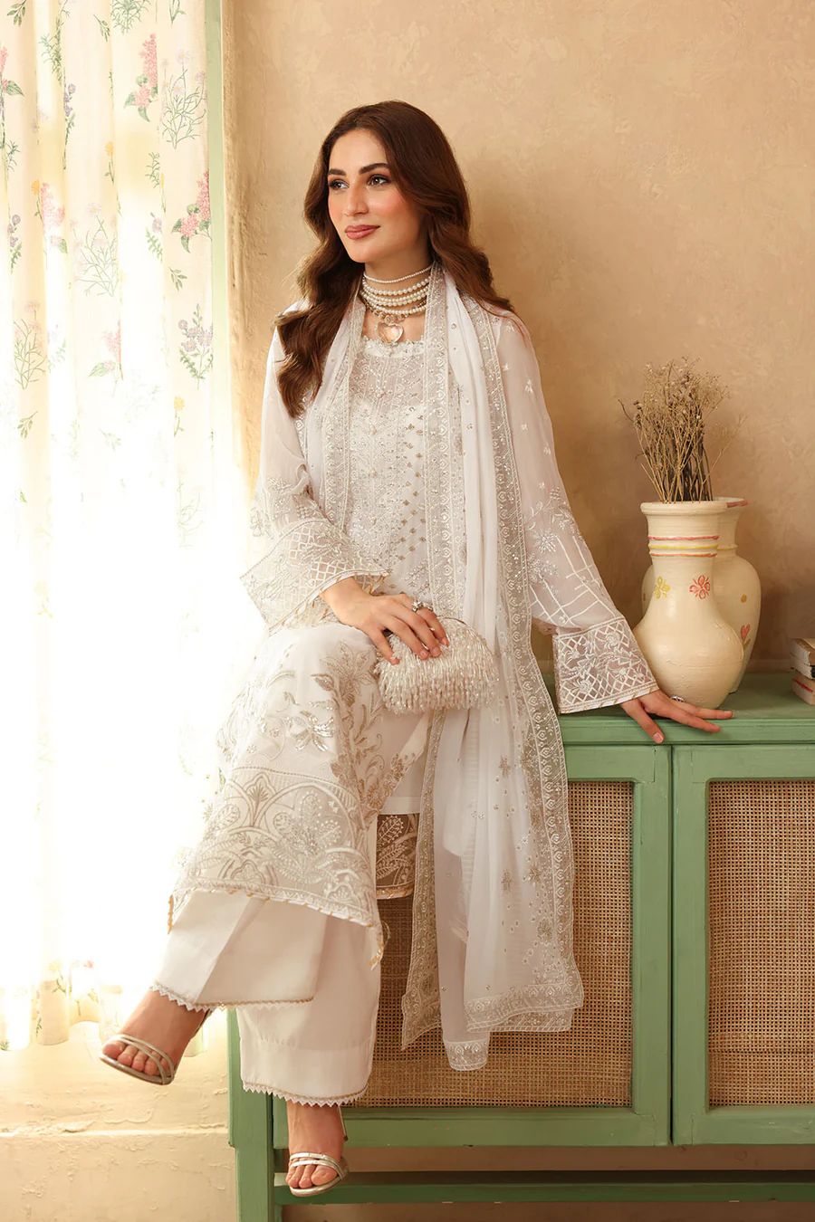 Ramsha - Semi Pure Embroidered Chiffon Suit - Image 4