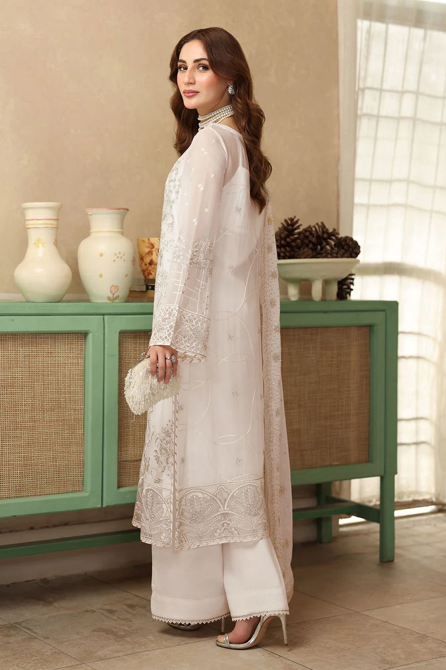 Ramsha - Semi Pure Embroidered Chiffon Suit - Image 3