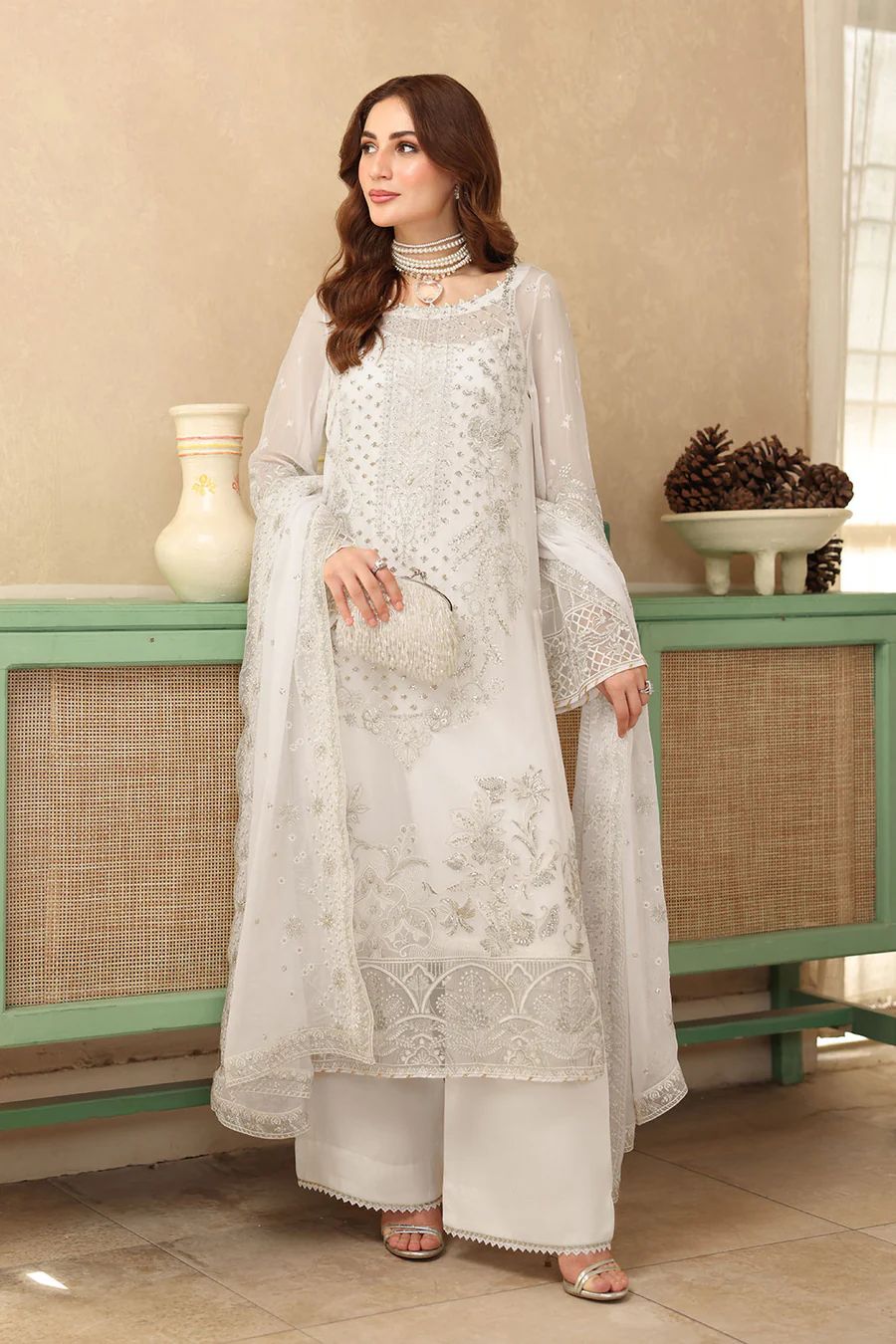 Ramsha - Semi Pure Embroidered Chiffon Suit