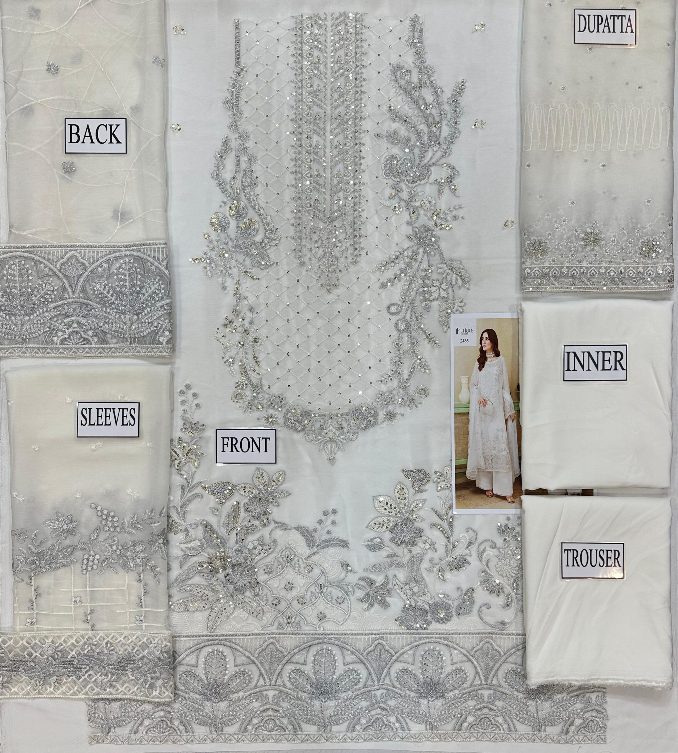 Ramsha - Semi Pure Embroidered Chiffon Suit - Image 6