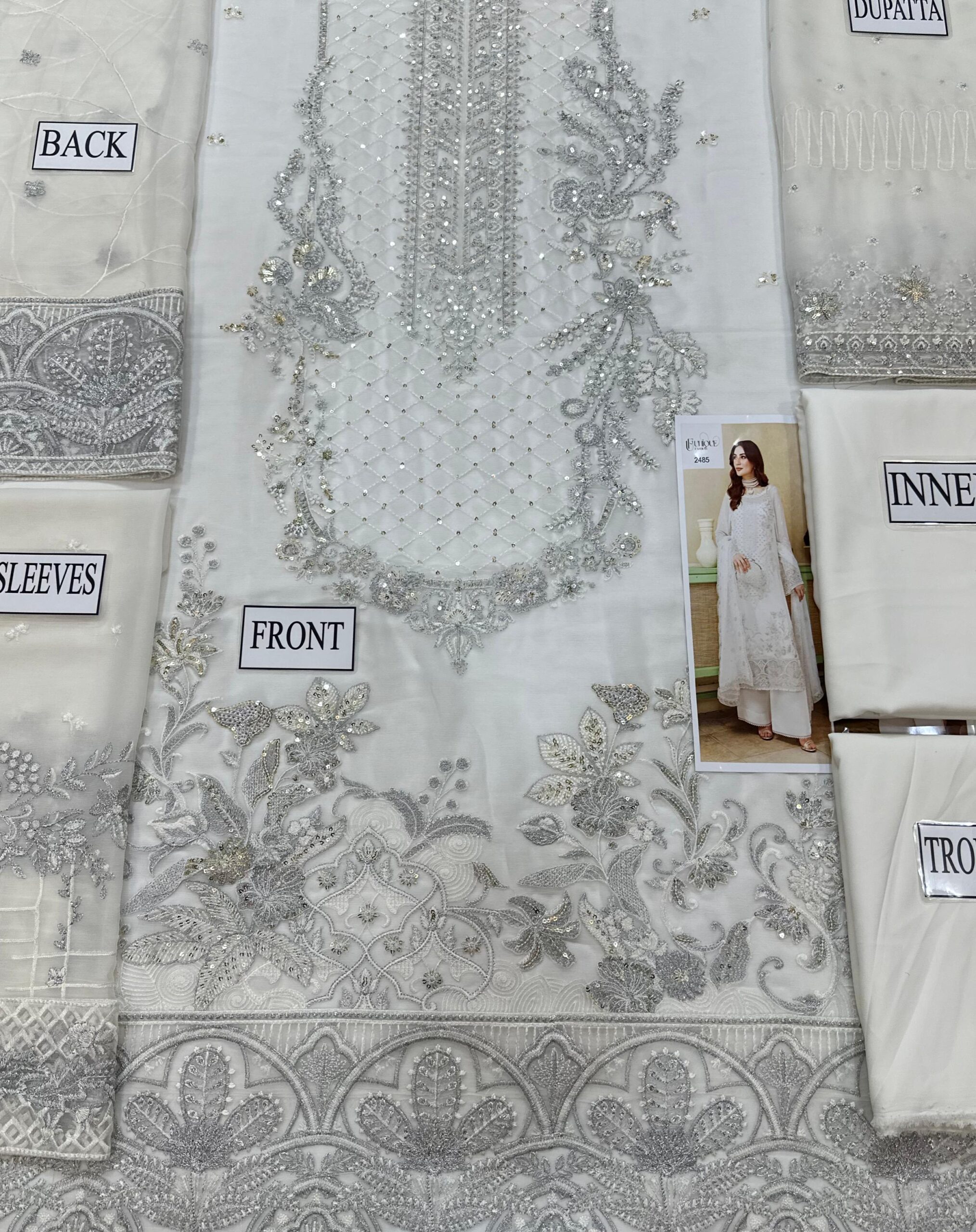 Ramsha - Semi Pure Embroidered Chiffon Suit - Image 11