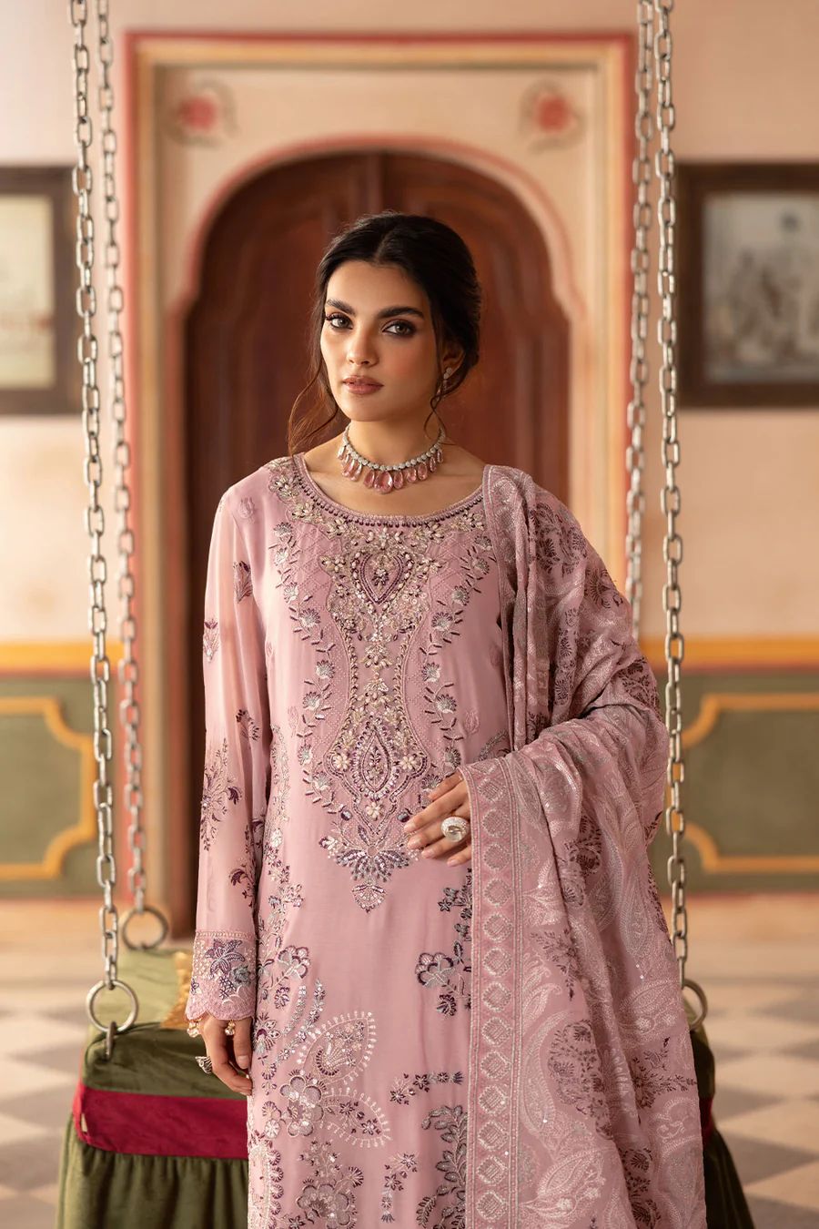 Ramsha - Semi Pure Embroidered Chiffon Suit - Image 3