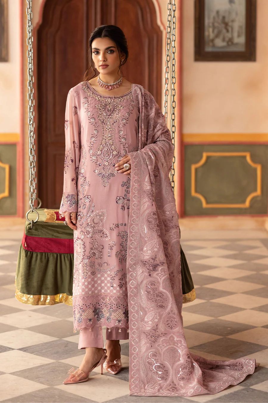 Ramsha - Semi Pure Embroidered Chiffon Suit