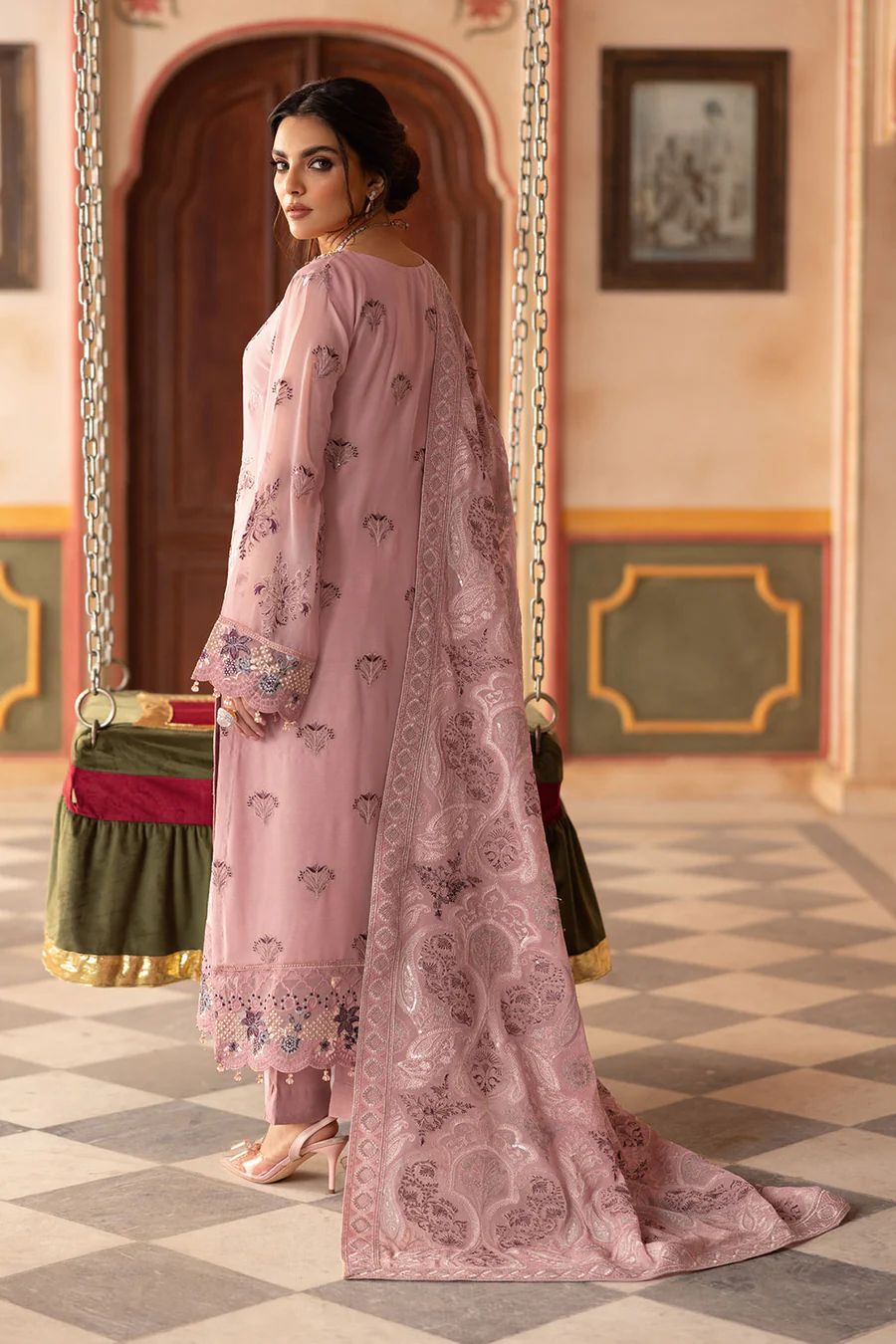 Ramsha - Semi Pure Embroidered Chiffon Suit - Image 4