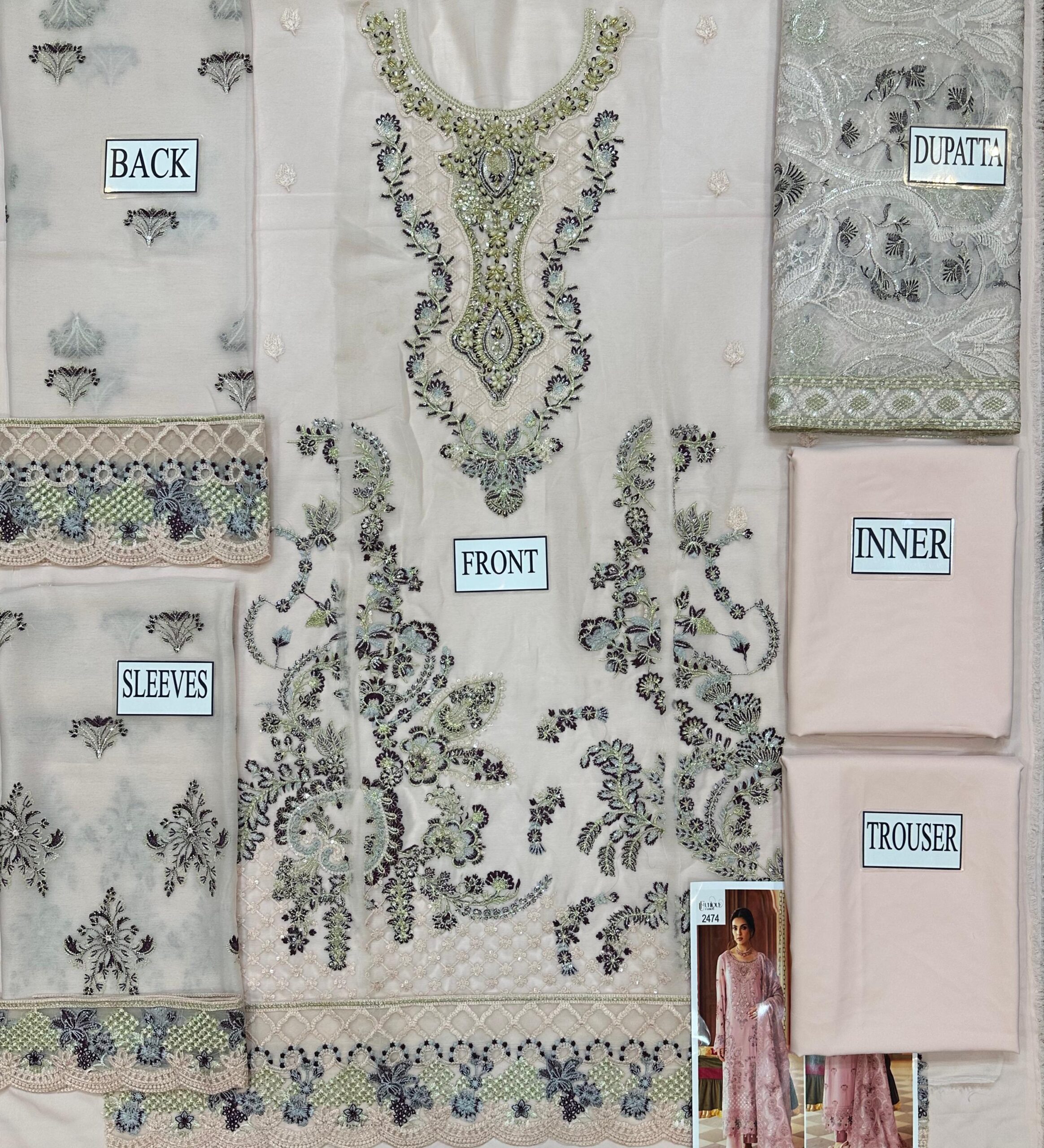 Ramsha - Semi Pure Embroidered Chiffon Suit - Image 6