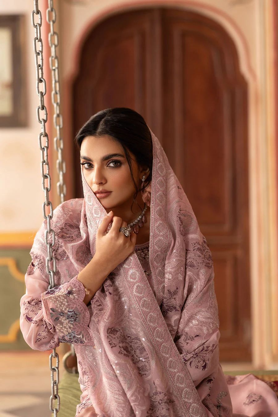 Ramsha - Semi Pure Embroidered Chiffon Suit - Image 5