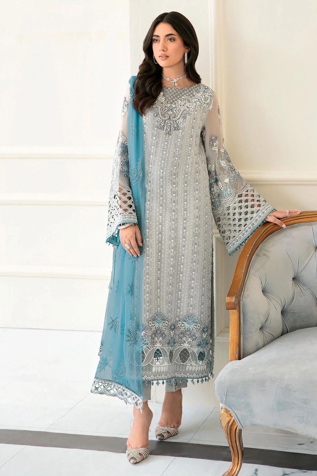 Flossie - Embroidered Chiffon Suit