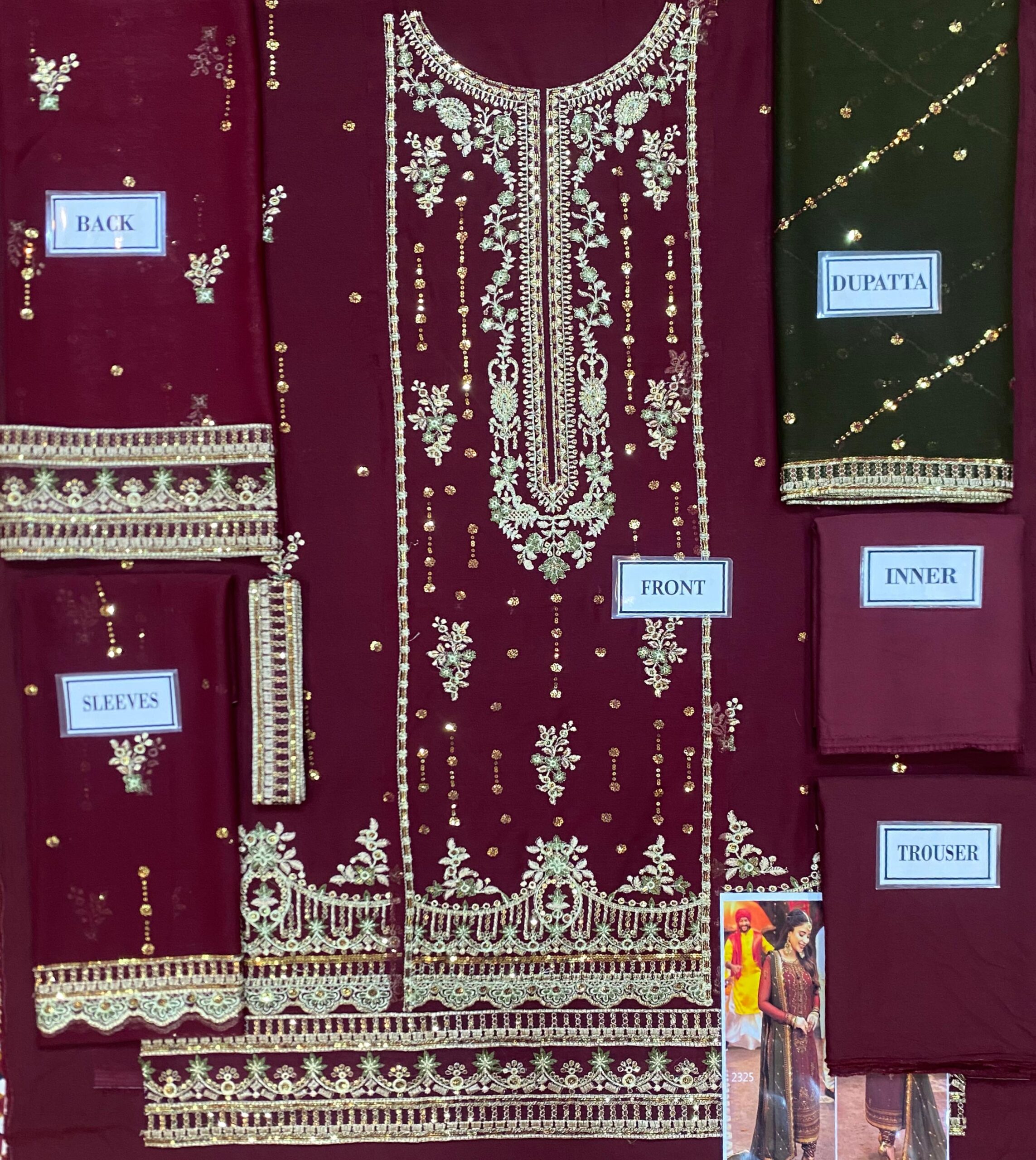 Asim Jofa - Embroidered & Sequinned Bamber Chiffon Suit - Image 5