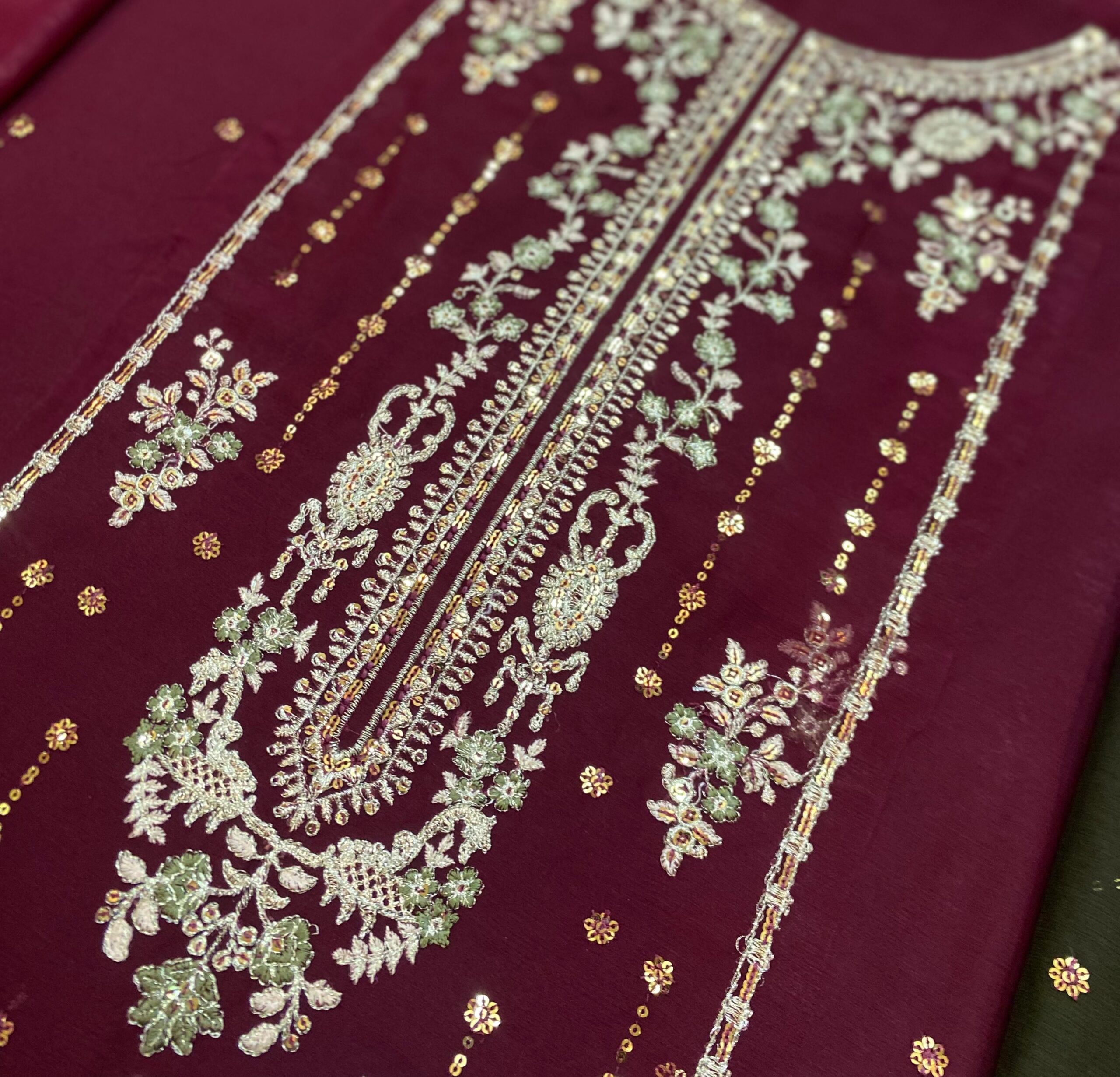 Asim Jofa - Embroidered & Sequinned Bamber Chiffon Suit - Image 7