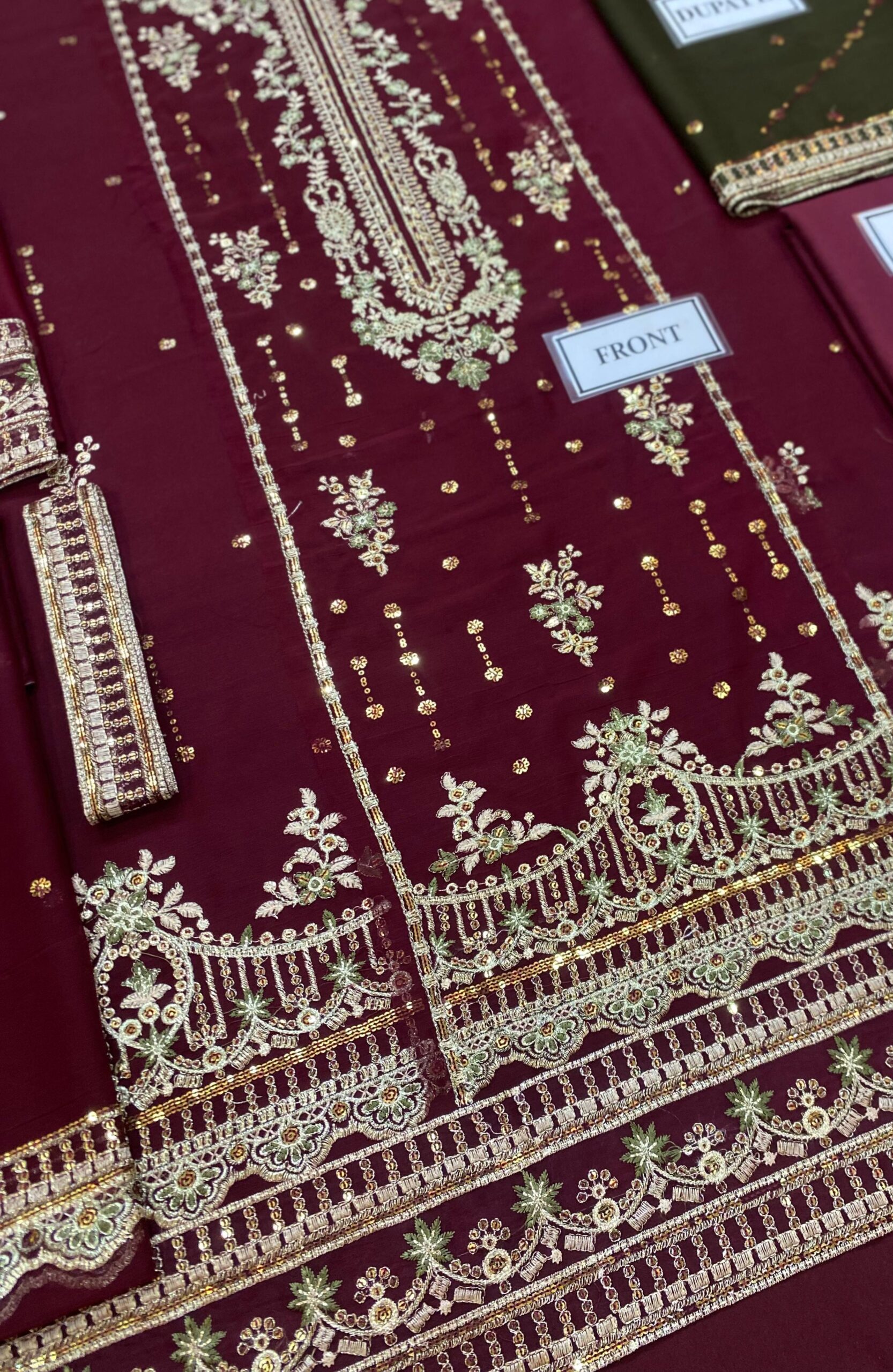 Asim Jofa - Embroidered & Sequinned Bamber Chiffon Suit - Image 6