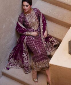 JZ Textiles - Semi Pure Sequence Embroidered Chiffon Suit