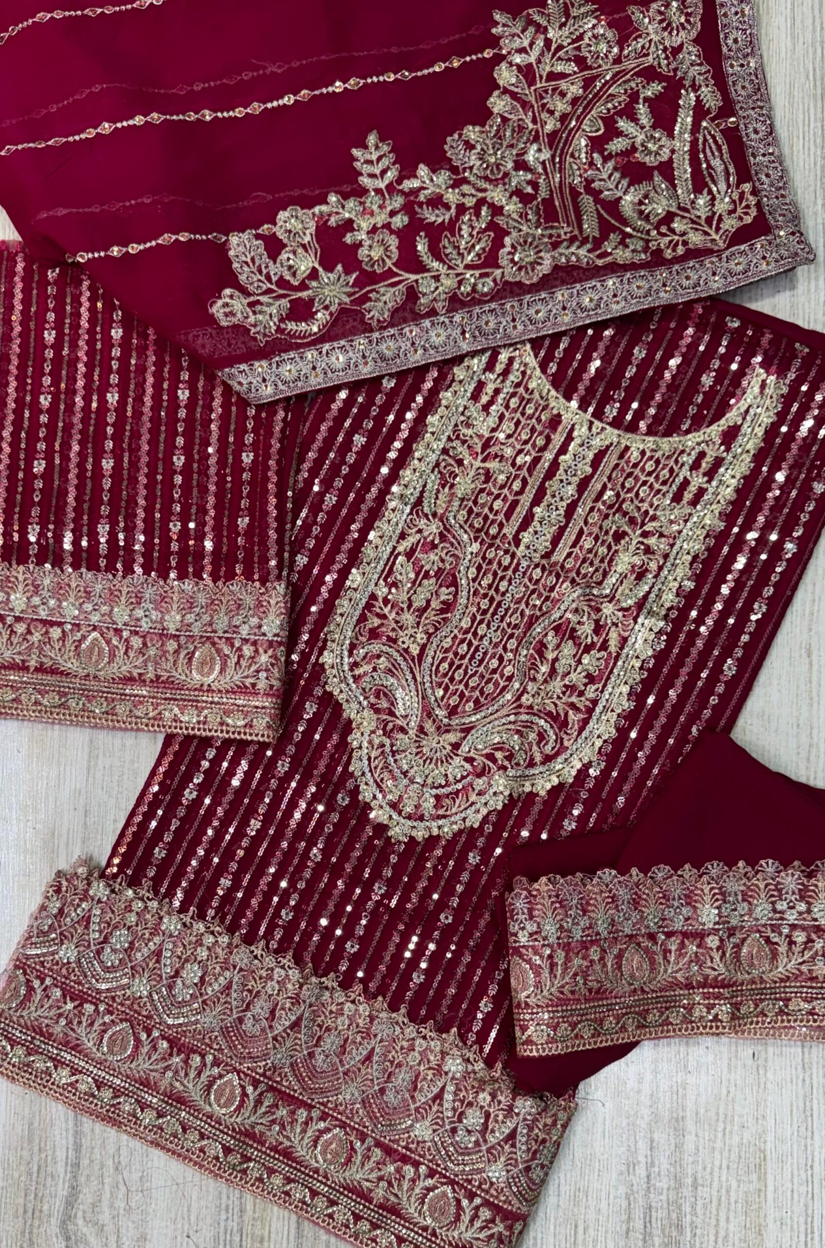 JZ Textiles - Semi Pure Sequence Embroidered Chiffon Suit - Image 4