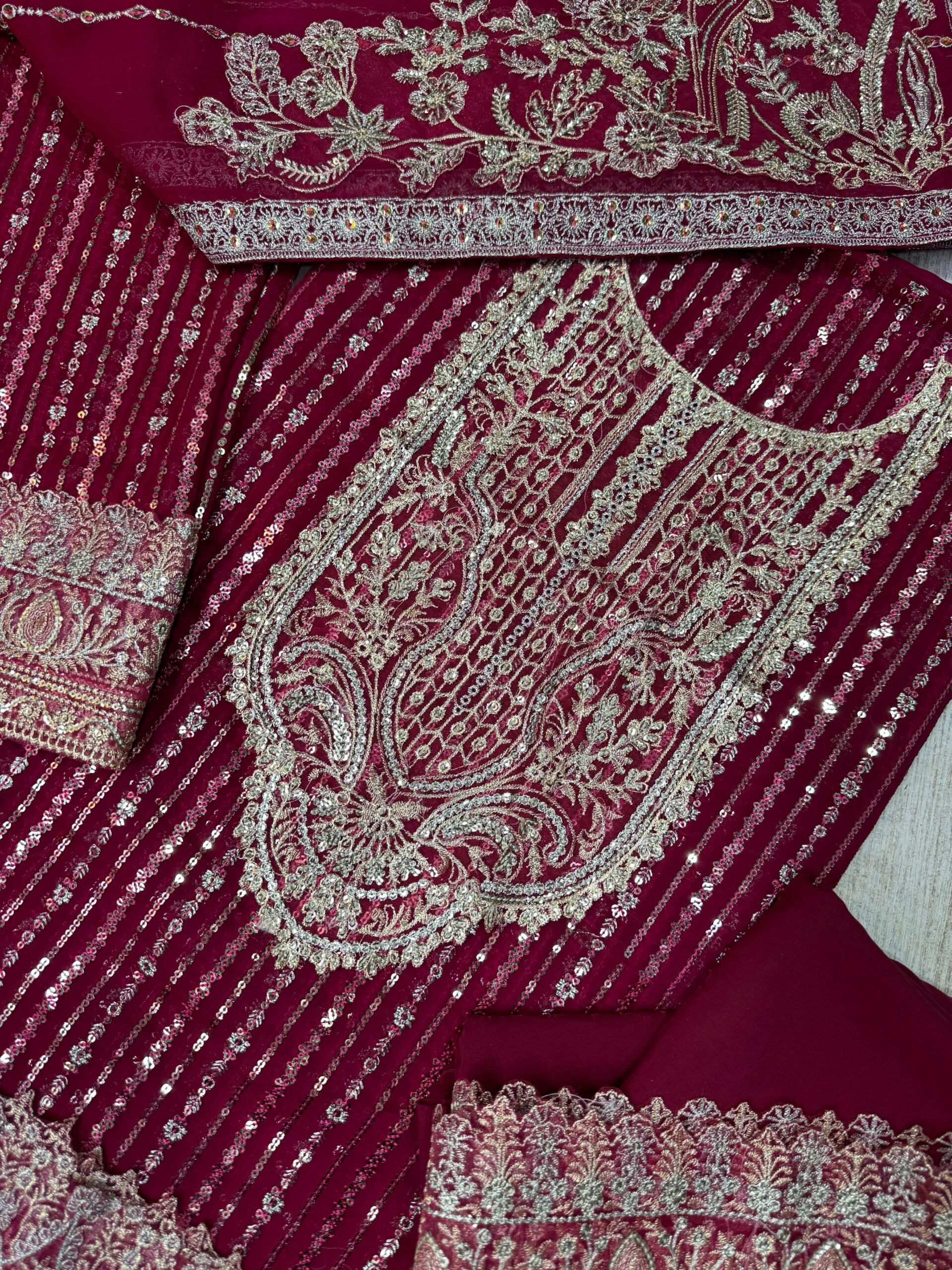 JZ Textiles - Semi Pure Sequence Embroidered Chiffon Suit - Image 5