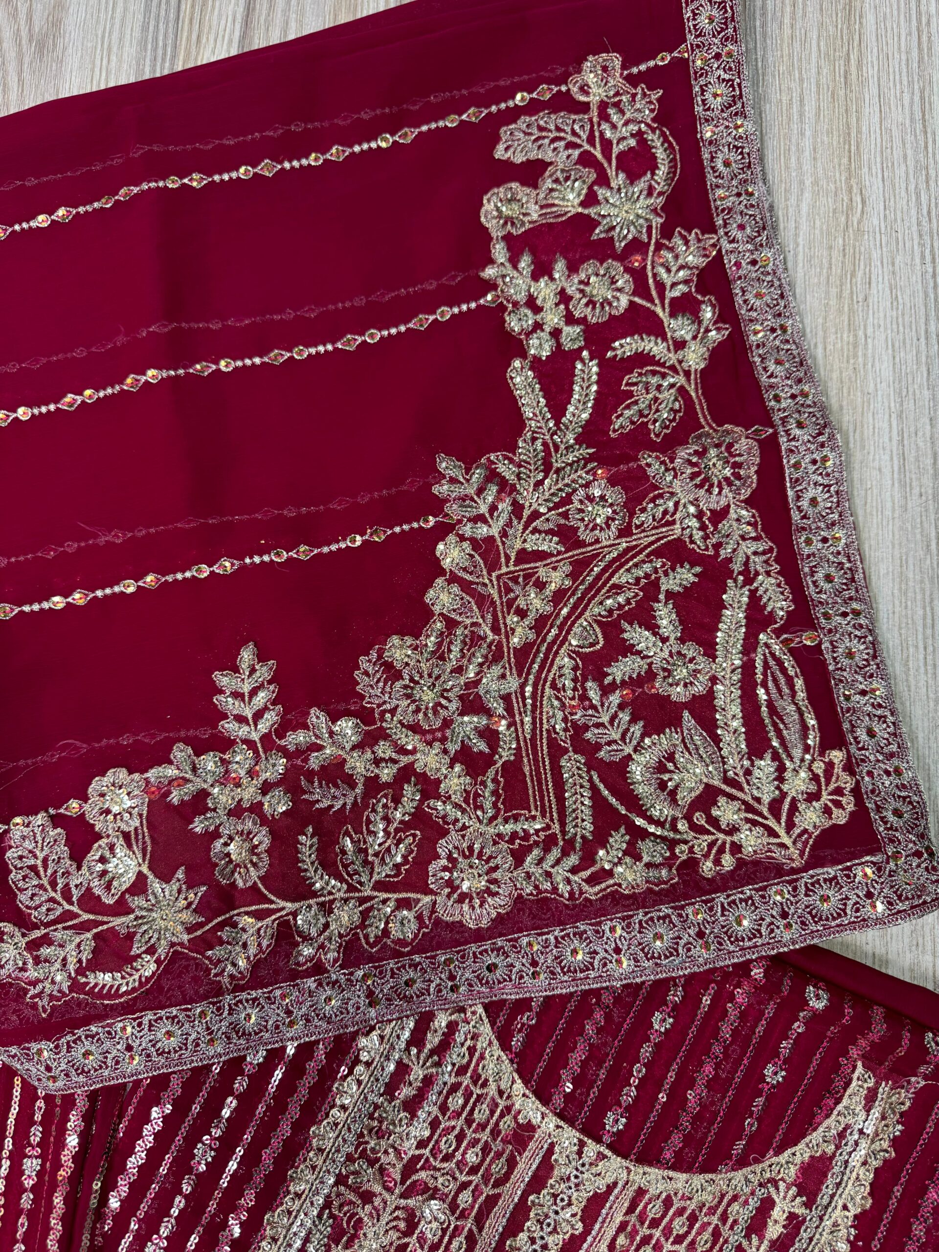 JZ Textiles - Semi Pure Sequence Embroidered Chiffon Suit - Image 6