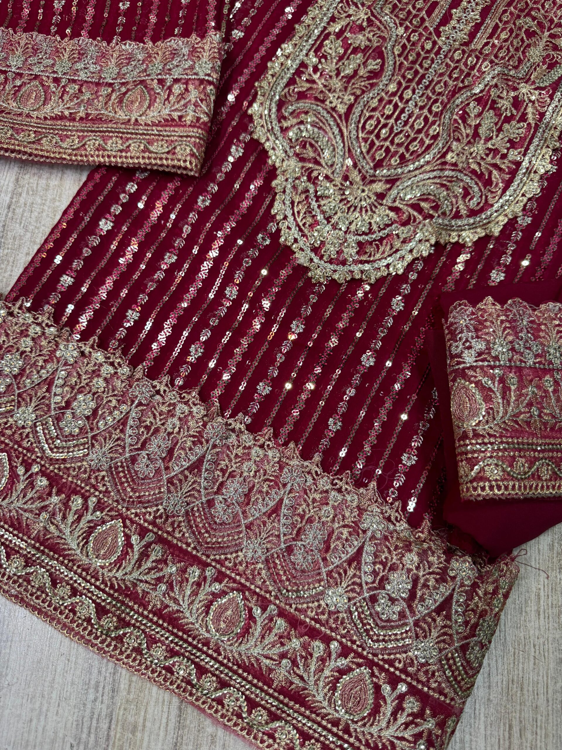 JZ Textiles - Semi Pure Sequence Embroidered Chiffon Suit - Image 7