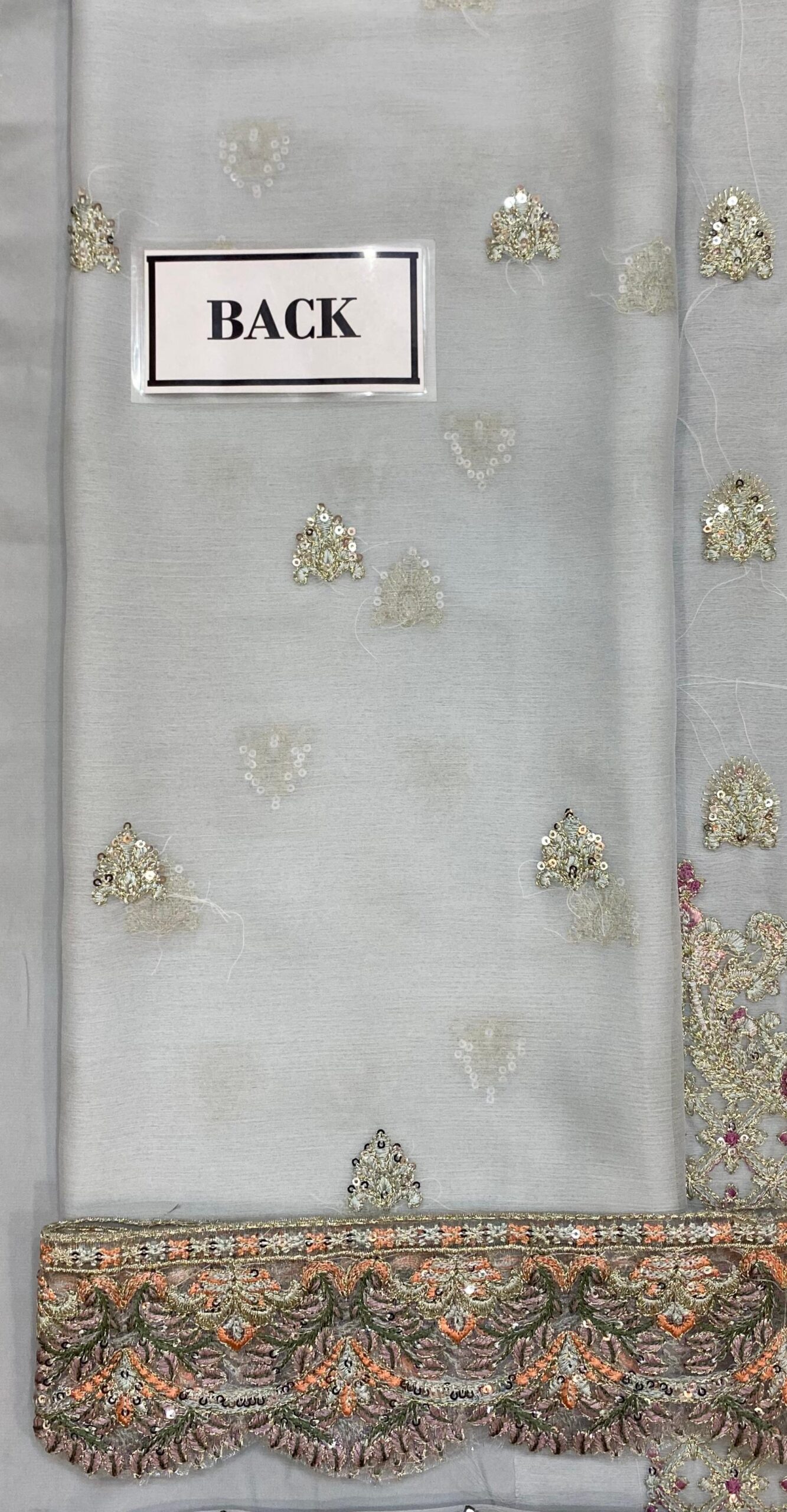 Baroque - Semi Pure Embroidered Chiffon Suit - Image 7