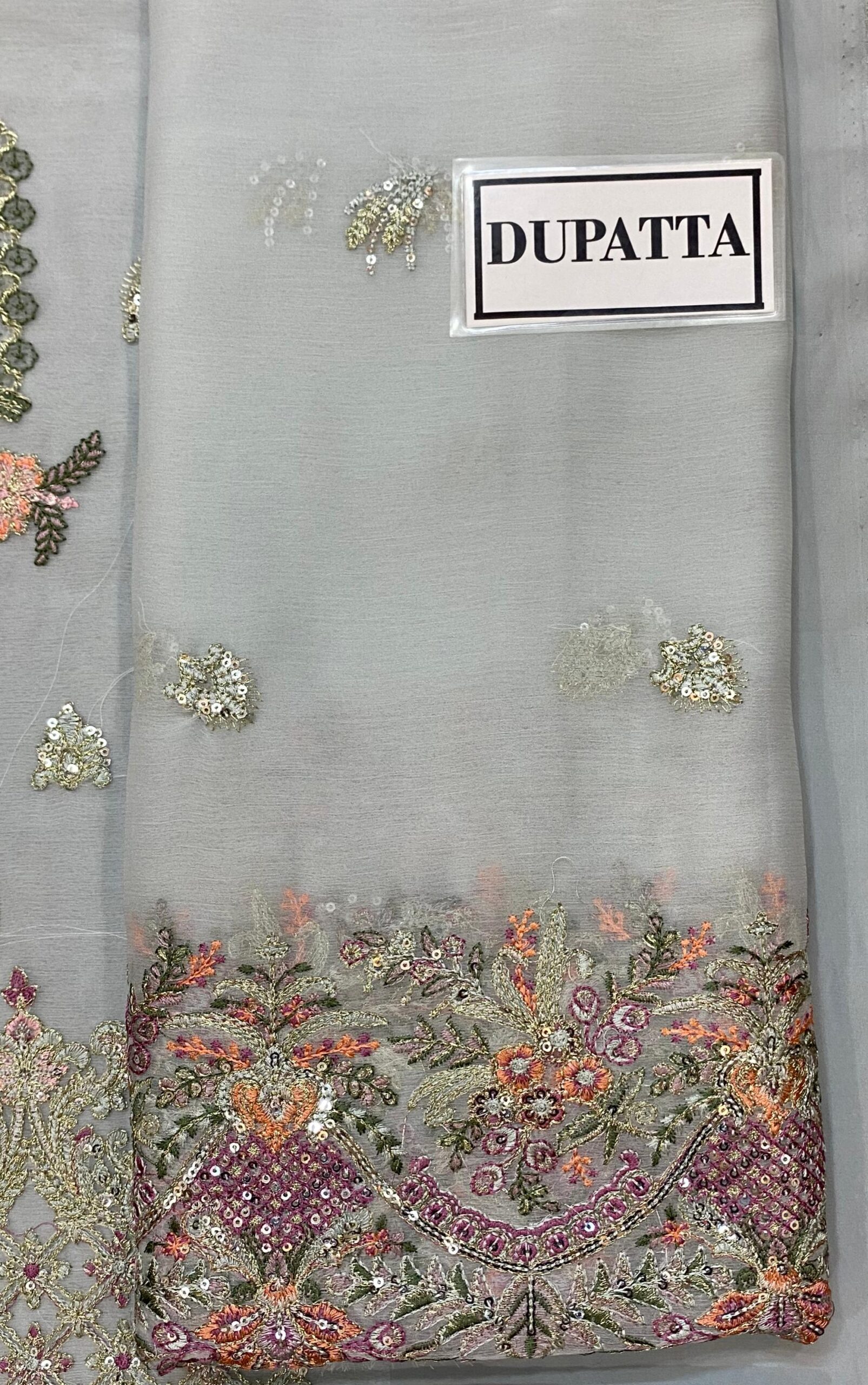 Baroque - Semi Pure Embroidered Chiffon Suit - Image 8