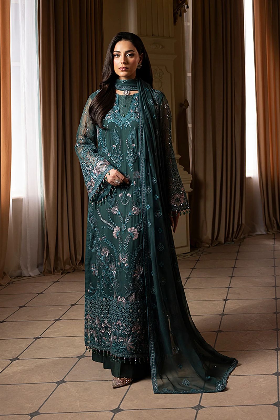 Laavish - Semi Pure Embroidered Chiffon