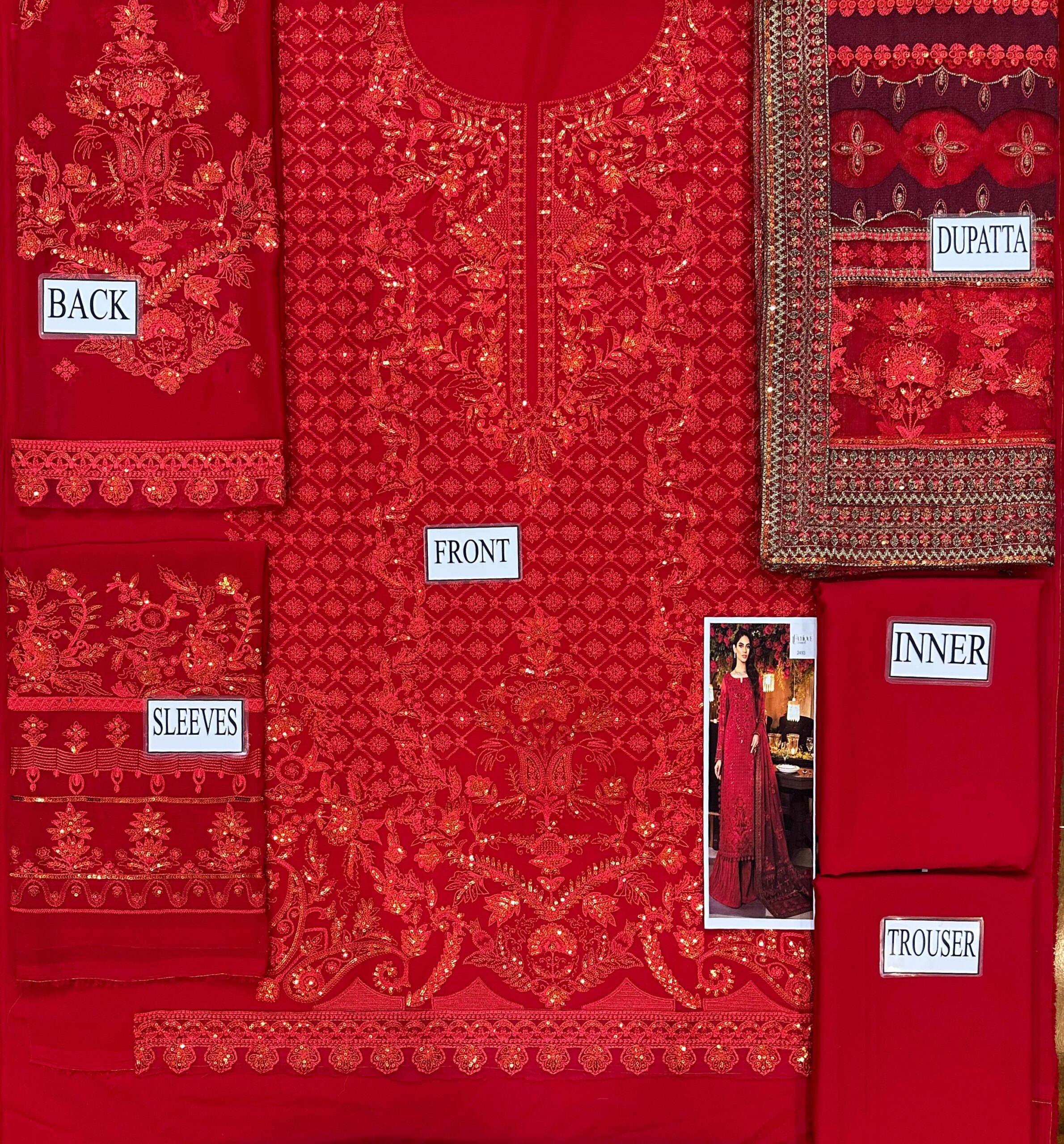 Iznik - Embroidered Chiffon Suit - Image 4