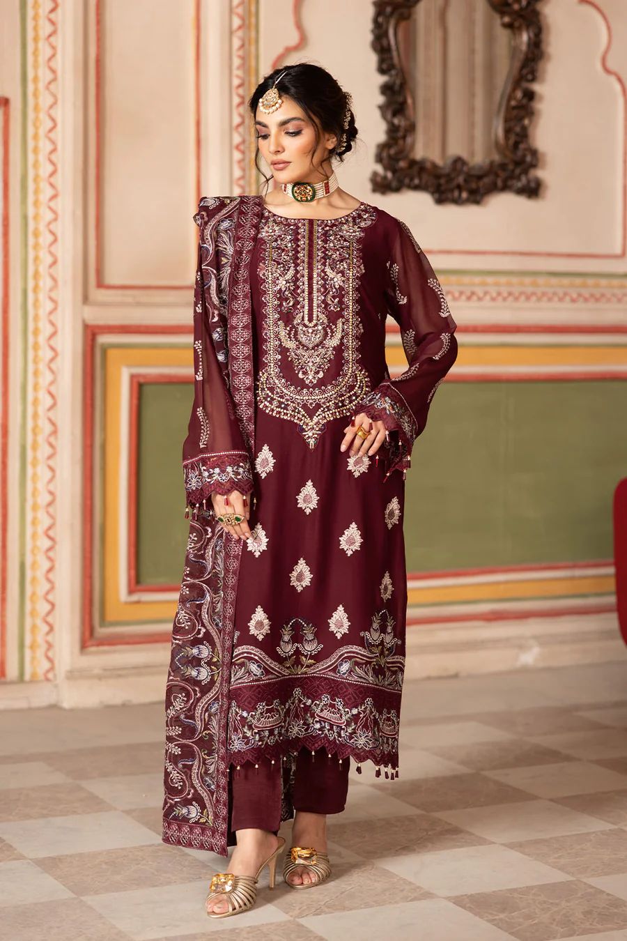 Ramsha - Semi Pure Embroidered Chiffon Suit